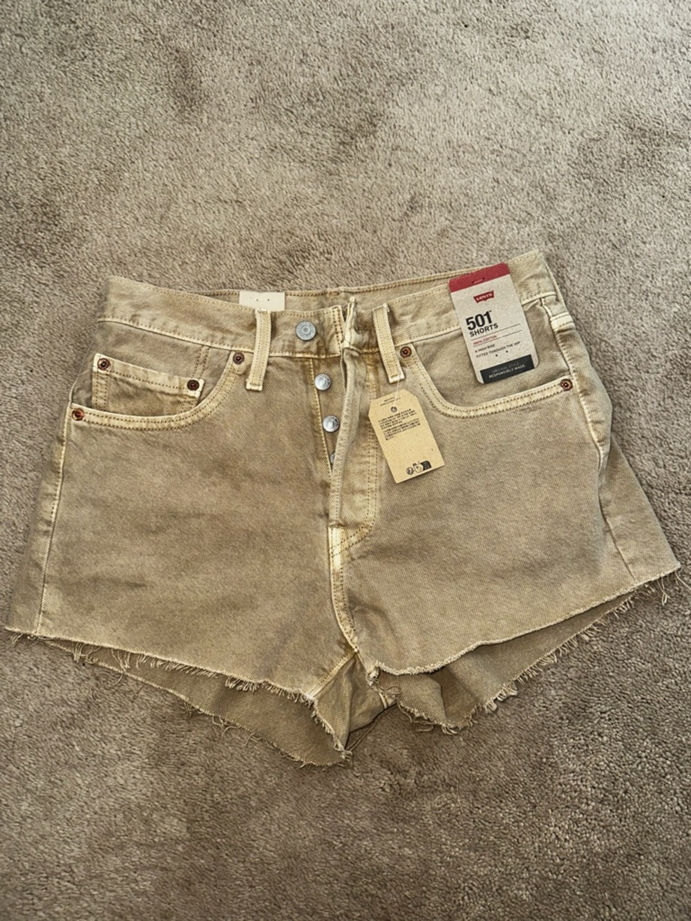 Levi's 501 Cutoff Jean Shorts in Faded Khaki